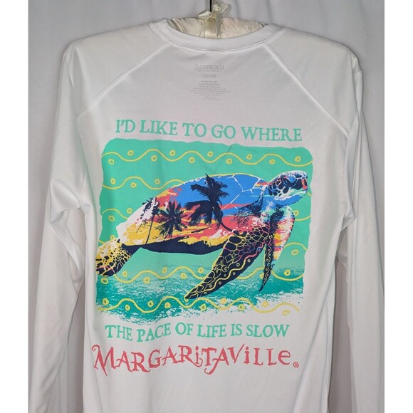 Margaritaville Tshirt S Men's White Quick Dry UPF 50+ Long Sleeve Turtle Beach - Picture 5 of 8